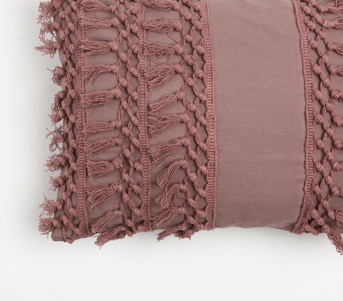 Dusty Pink Tasseled Pillow Cover