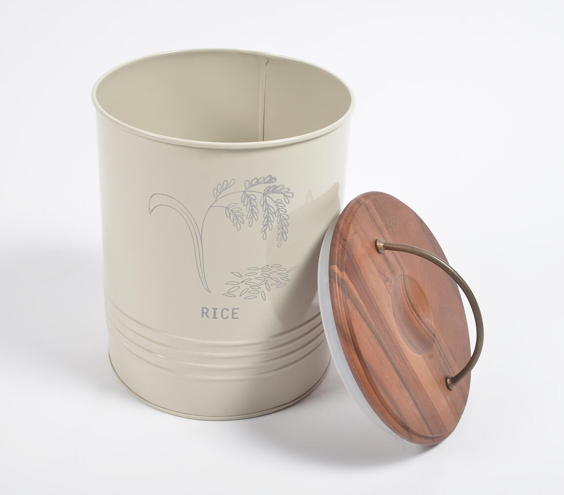 Farmhouse Rice Canister with Wooden Lid