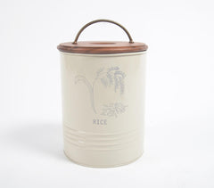 Farmhouse Rice Canister with Wooden Lid